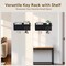 Key Holder Wall Mount Decorative - Hanging Mail Organizer for Wall with Message Center - Wood Key Shelf Rack with 7 Hooks for Dog Leash Wallet - Modern Keys Hanger for Entryway Home Decor Black